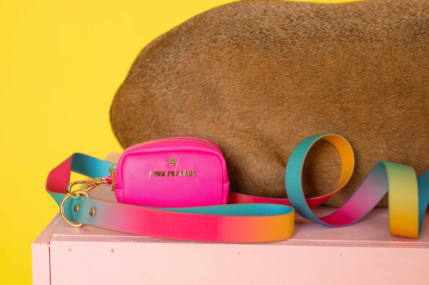 Cleo Neon Pink Poop Bag Dispenser | Vegan Leather