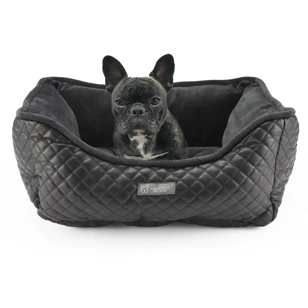 PRIVE VEGAN LEATHER Quilted Luxury Dog or Cat Bed