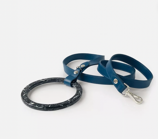 Long Susan Leather Dog Leash with Acrylic Handle